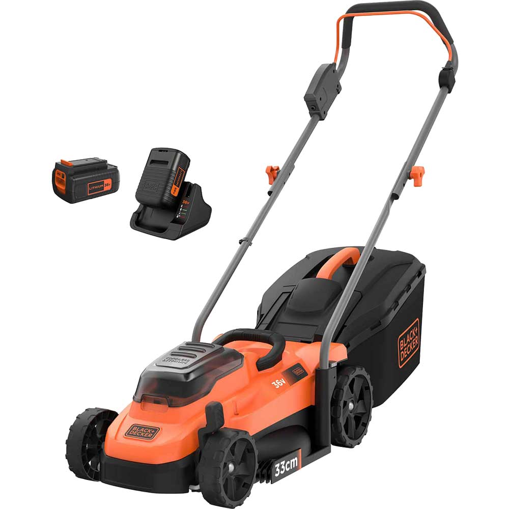 Image of Black and Decker BCMW3336 36v Cordless Rotary Lawnmower 330mm 2 x 2ah Li-ion Charger