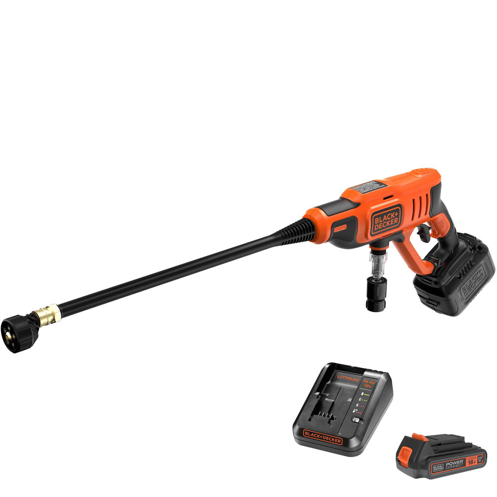 Image of Black and Decker BCPC18 18v Cordless Pressure Washer 1 x 2ah Li-ion Charger