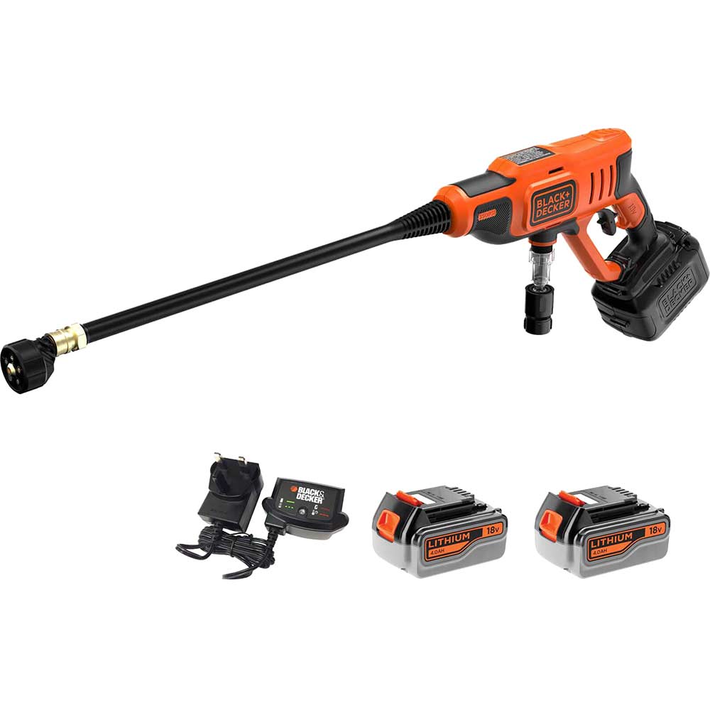 Black and Decker BCPC18 18v Cordless Pressure Washer 2 x 4ah Li-ion Battery Charger