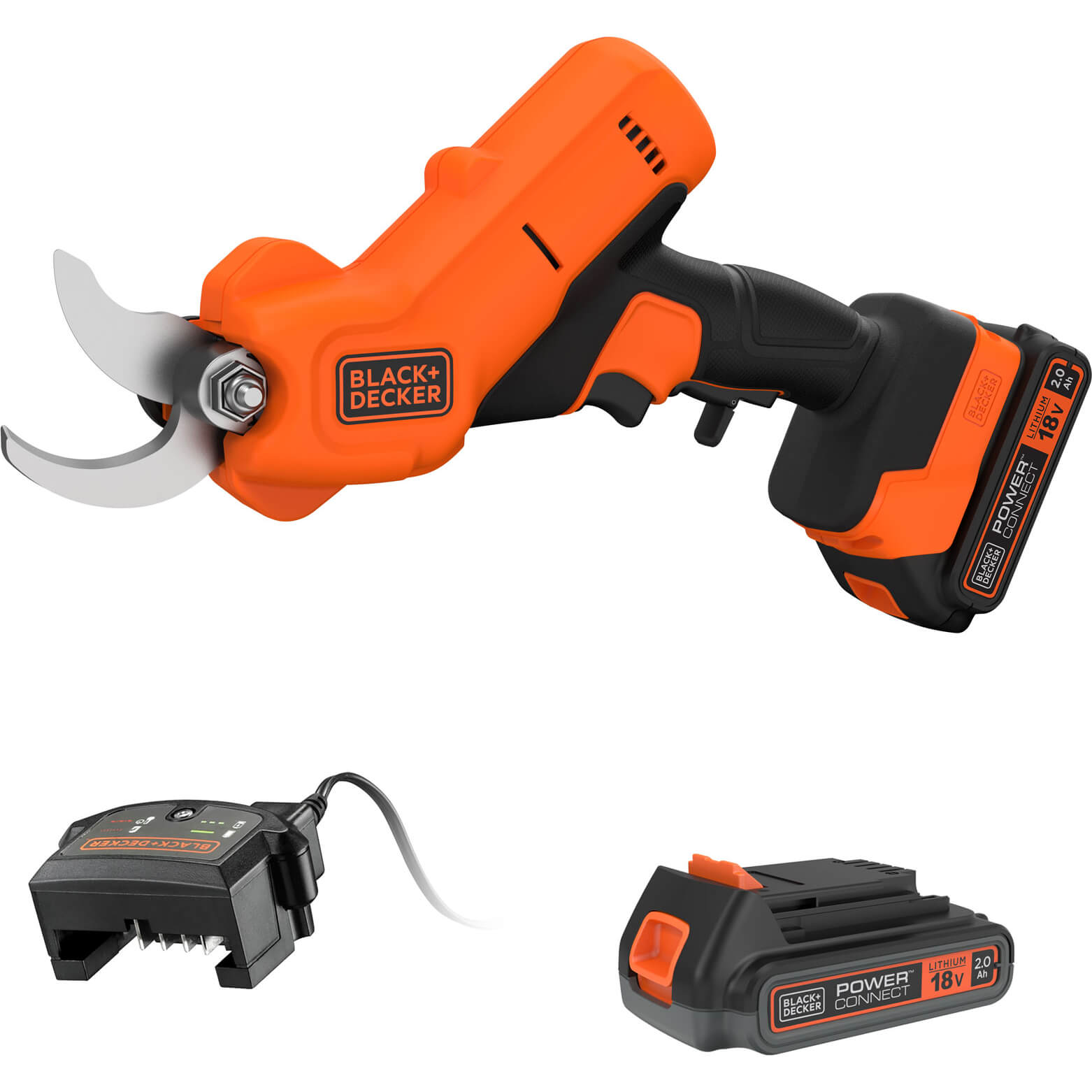 Image of Black and Decker BCPP18 18v Cordless Power Pruner 2 x 2ah Li-ion Charger