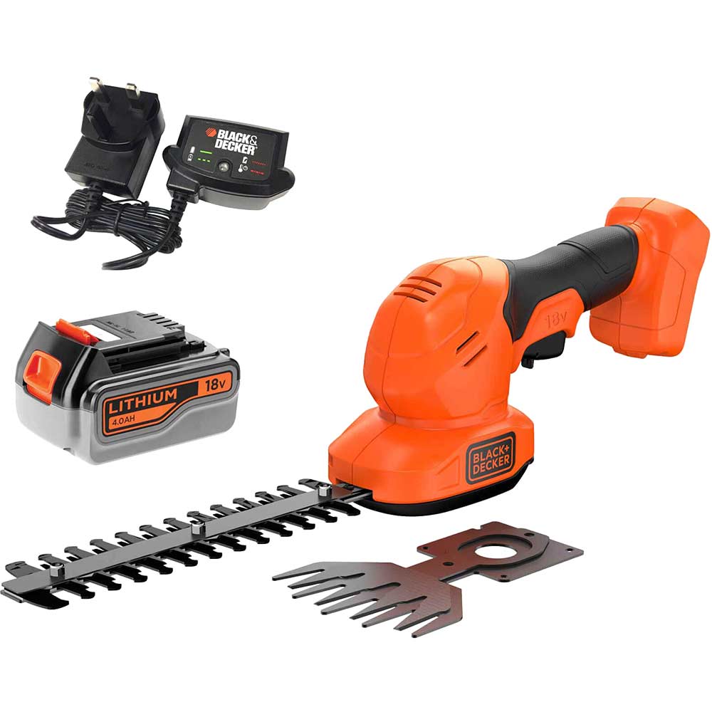 Black and Decker BCSS18 18v Cordless Shrub Shears 1 x 4ah Li-ion Battery Charger