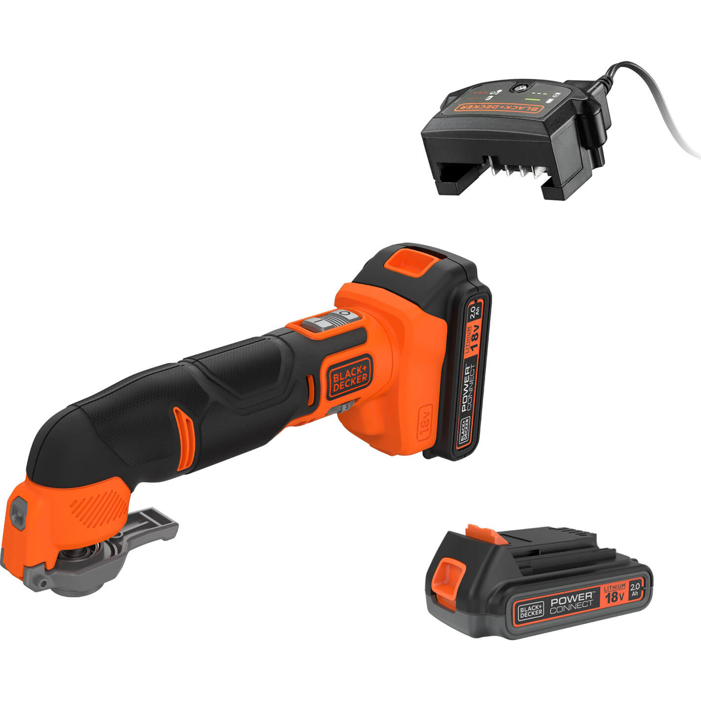 Image of Black and Decker BDCOS18 18v Cordless Oscillating Multi Tool 2 x 2ah Li-ion Charger Case & Accessories