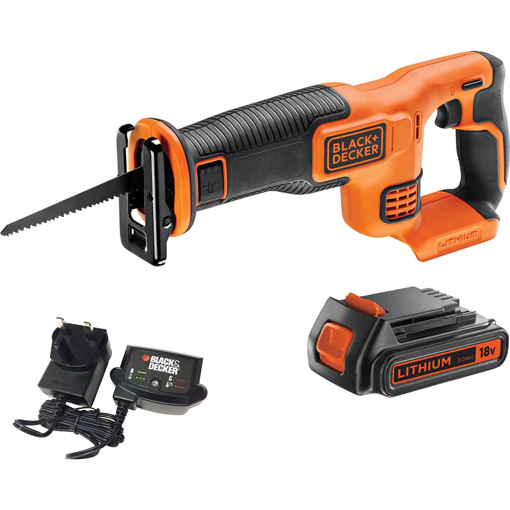 Black and Decker BDCR18 18v Cordless Reciprocating Saw 1 x 2ah Li-ion Battery Charger No Case