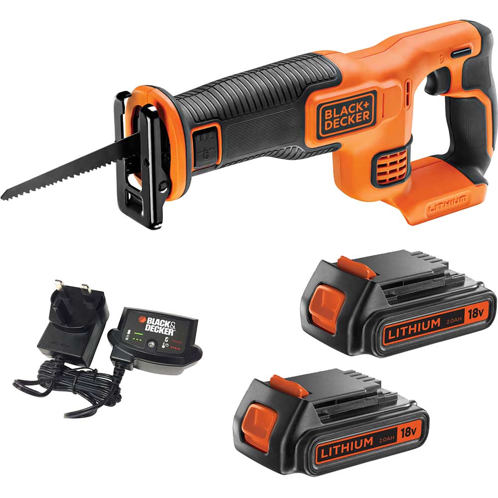 Image of Black and Decker BDCR18 18v Cordless Reciprocating Saw 2 x 2ah Li-ion Charger No Case