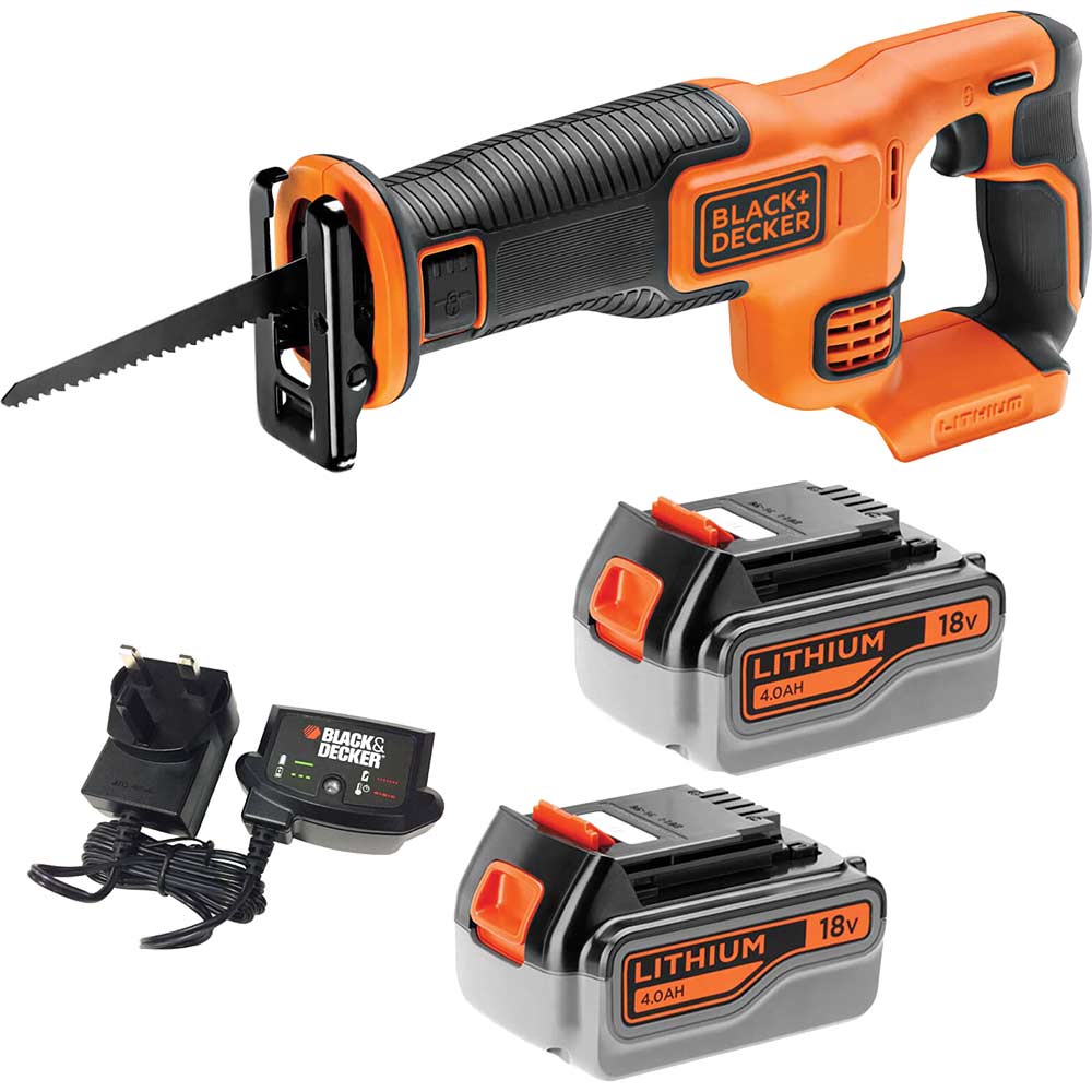Black and Decker BDCR18 18v Cordless Reciprocating Saw 2 x 4ah Li-ion Battery Charger No Case