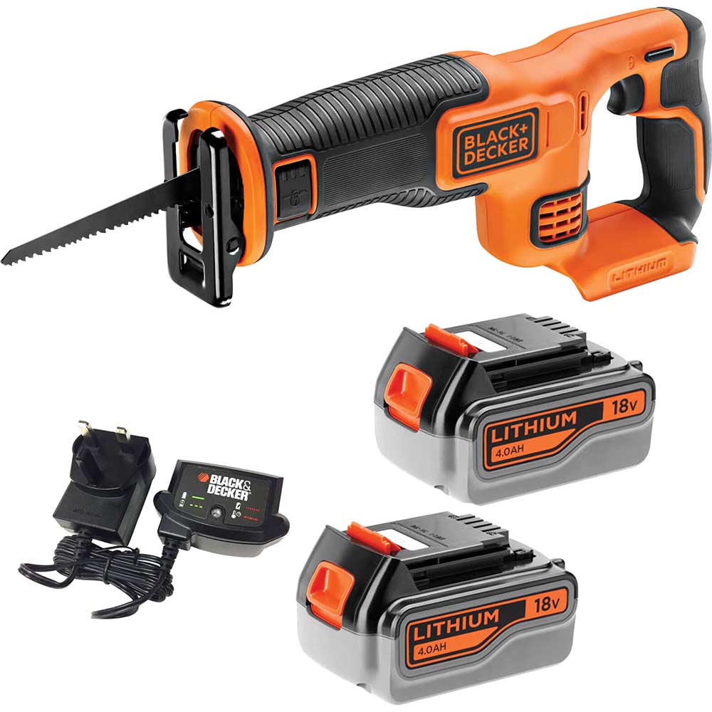 Image of Black and Decker BDCR18 18v Cordless Reciprocating Saw 2 x 4ah Li-ion Charger No Case