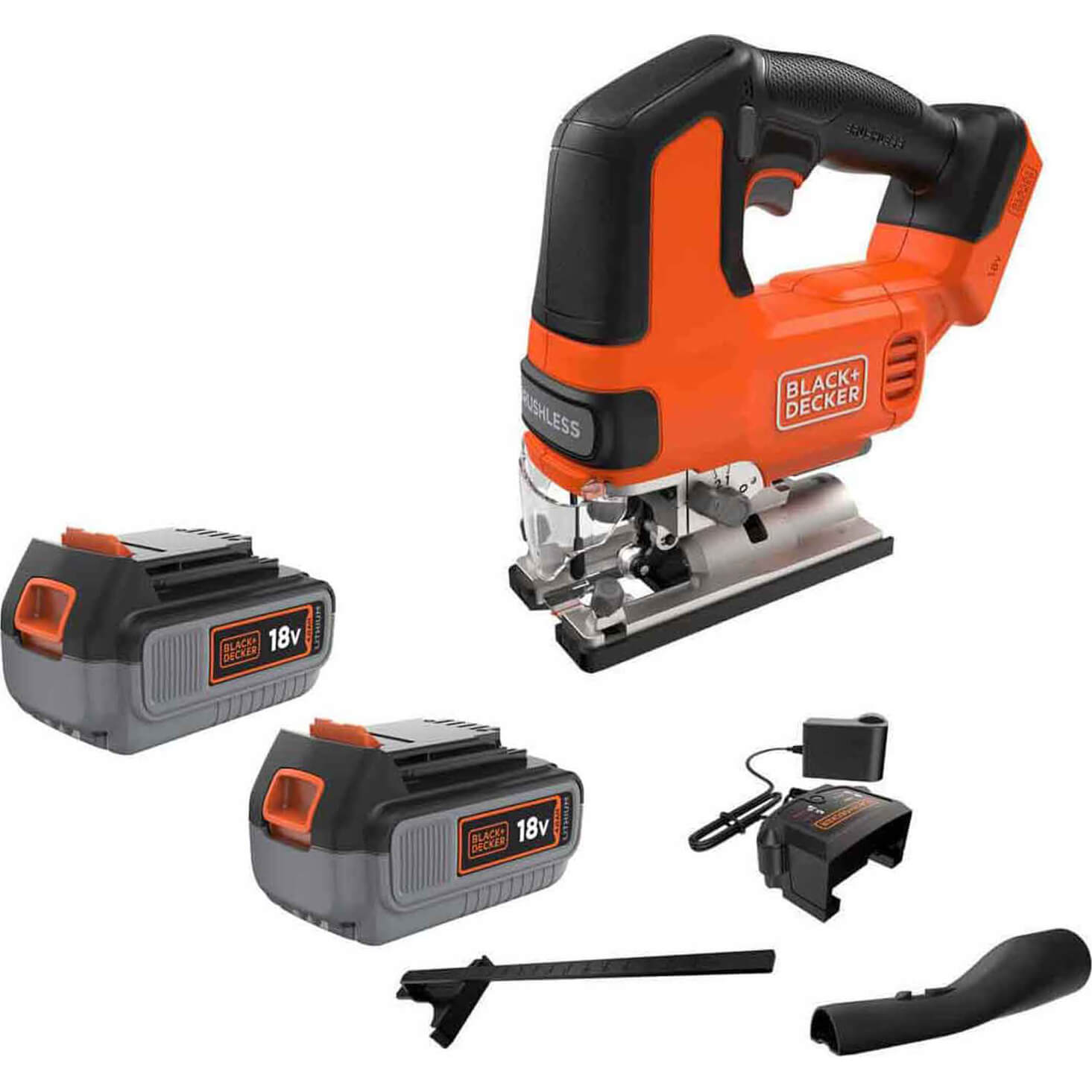 Black and Decker BLCJS78 18v Cordless Brushless Jigsaw 2 x 4ah Li-ion Charger No Case