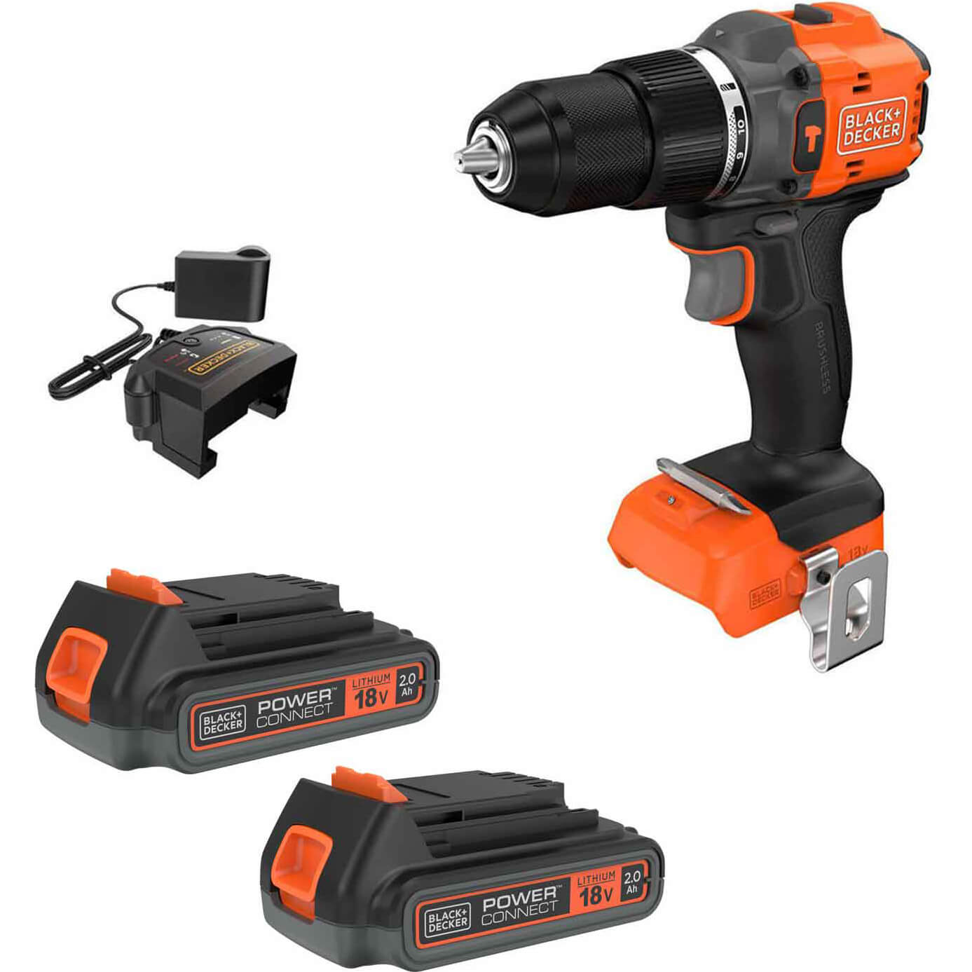 Black and Decker BLD783 18v Cordless Brushless Combi Drill 2 x 2ah Li-ion Charger No Case