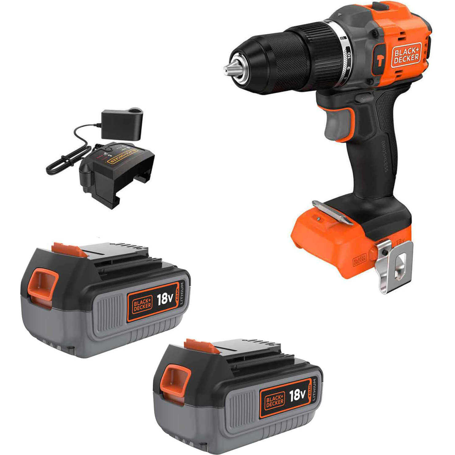 Black and Decker BLD783 18v Cordless Brushless Combi Drill 2 x 4ah Li-ion Charger No Case