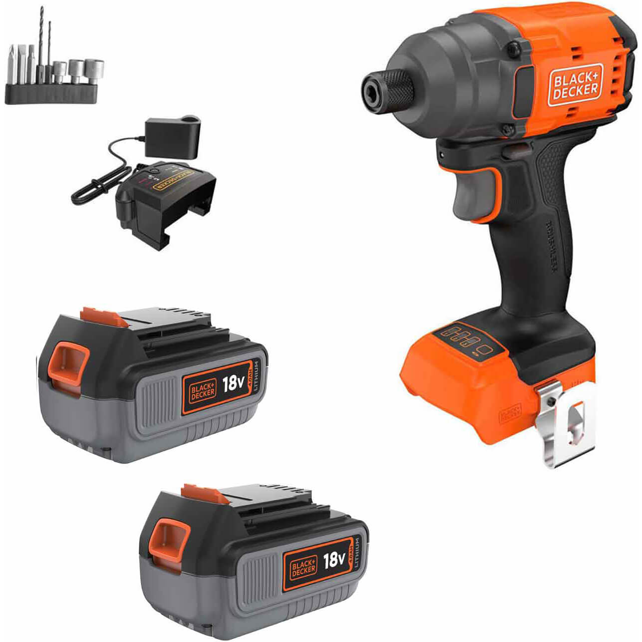 Black and Decker BLIM78 18v Cordless Brushless Impact Driver 2 x 4ah Li-ion Charger No Case with Accessories