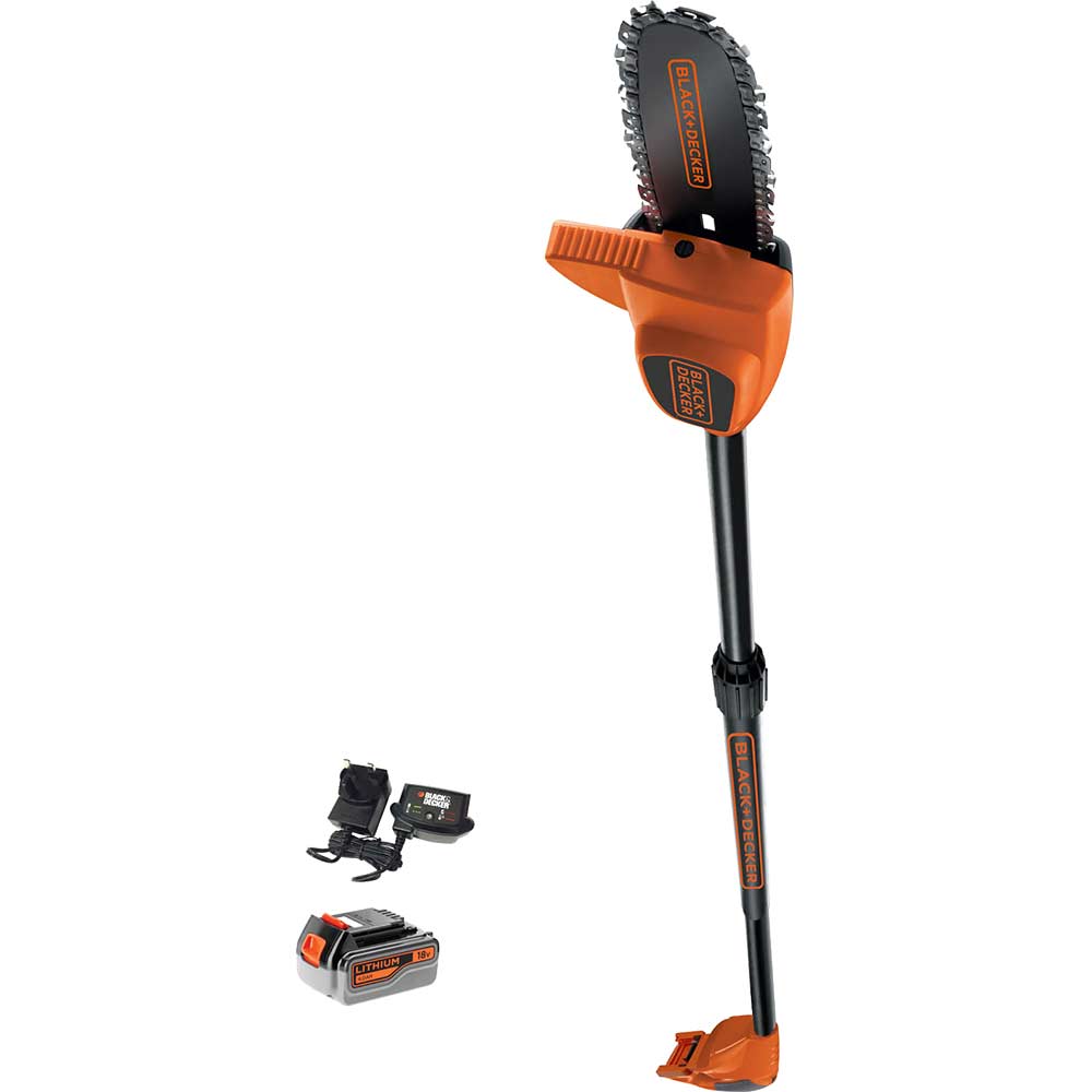 Image of Black and Decker GPC1820L 18v Cordless Pole Tree Pruner 1 x 4ah Li-ion Charger