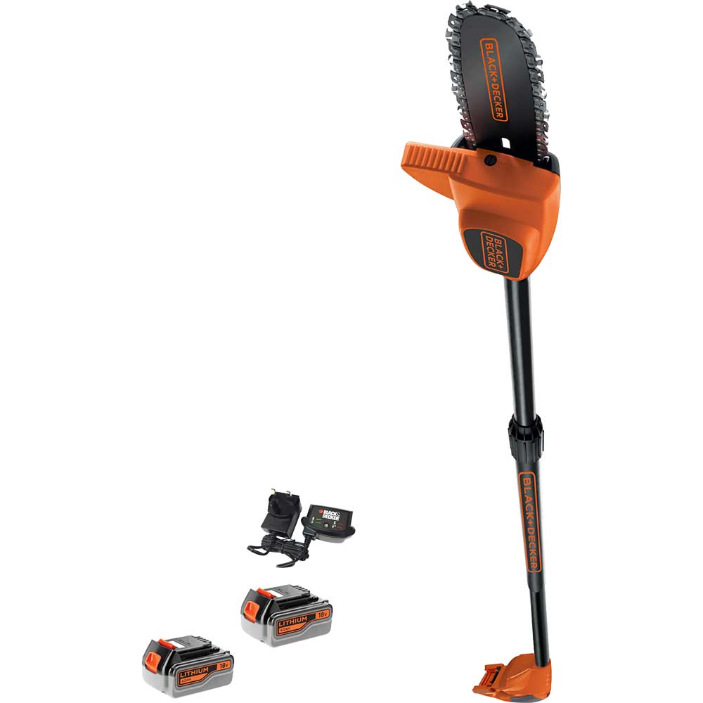 Black and Decker GPC1820L 18v Cordless Pole Tree Pruner 2 x 4ah Li-ion Battery Charger