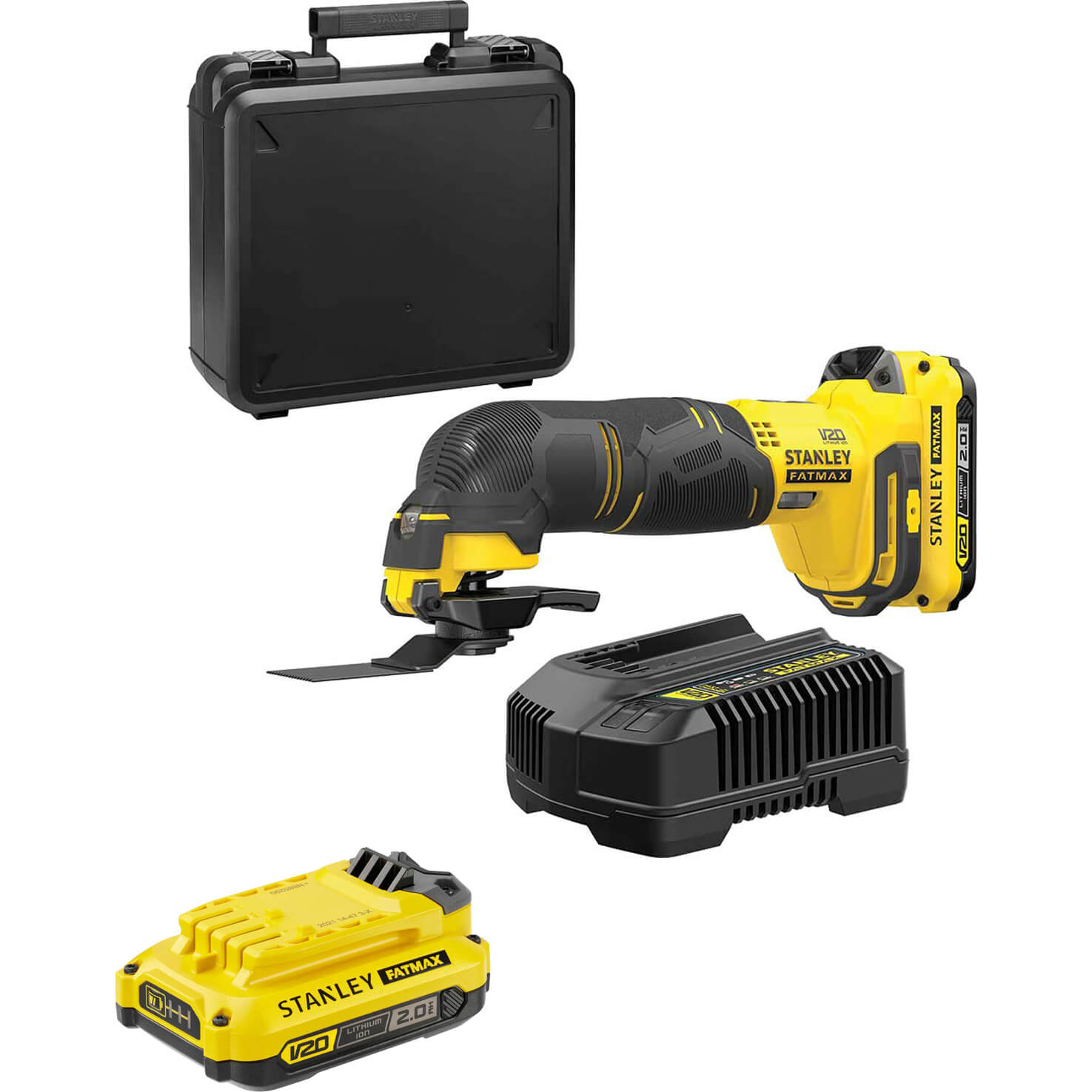 Stanley Fatmax V20 SFMCE500 18v Cordless OIS Oscillating Multi Tool 2 x 2ah Li-ion Battery Charger Case