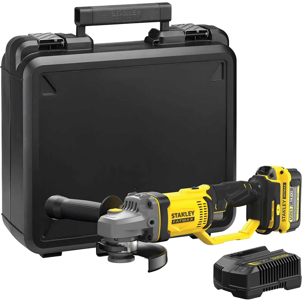 Stanley Fatmax V20 SFMCG400 18v Cordless Angle Grinder 125mm 1 x 4ah Li-ion Battery Charger Case