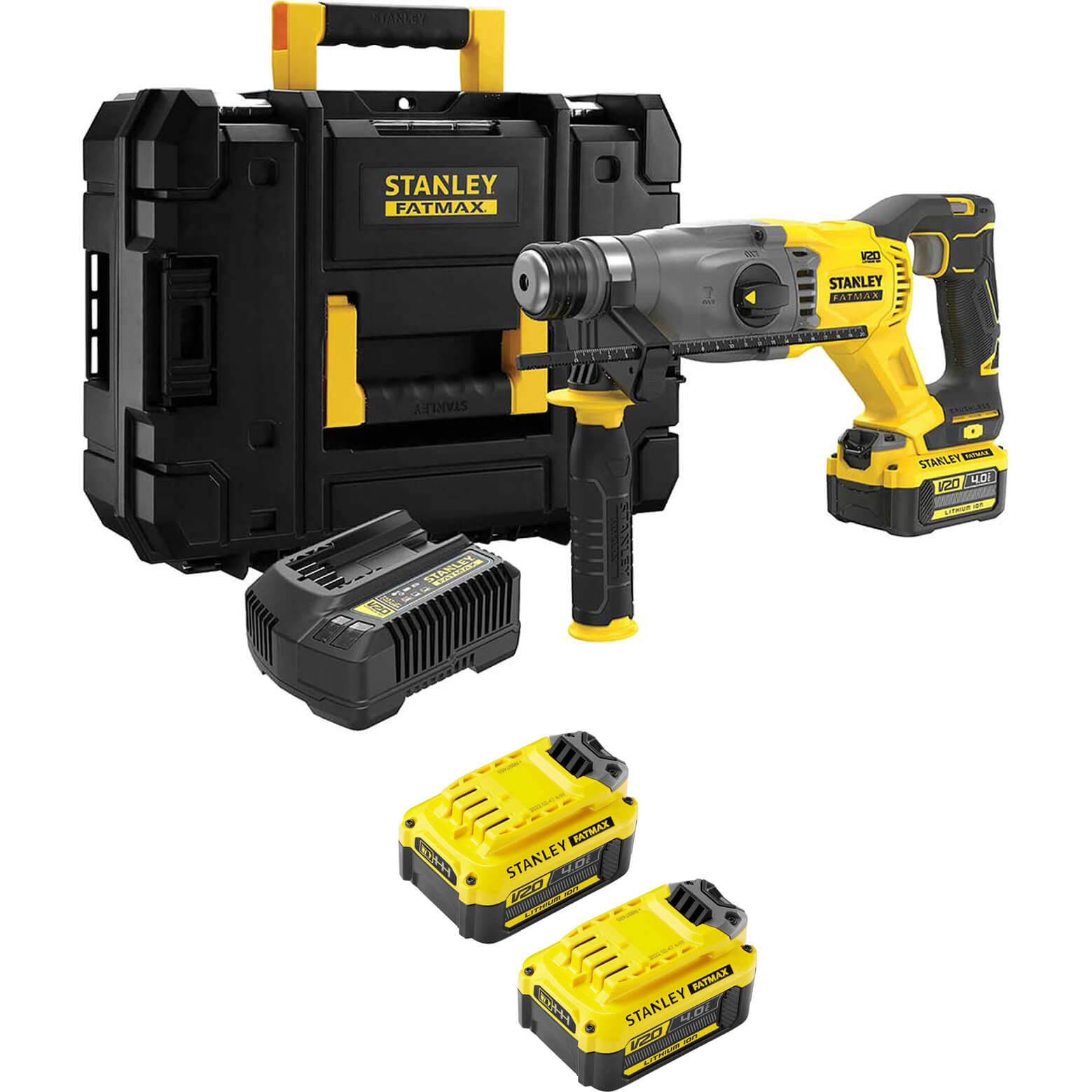 Stanley Fatmax V20 SFMCH900 18v Cordless SDS Plus Drill 3 x 4ah Li-ion Battery Charger Case