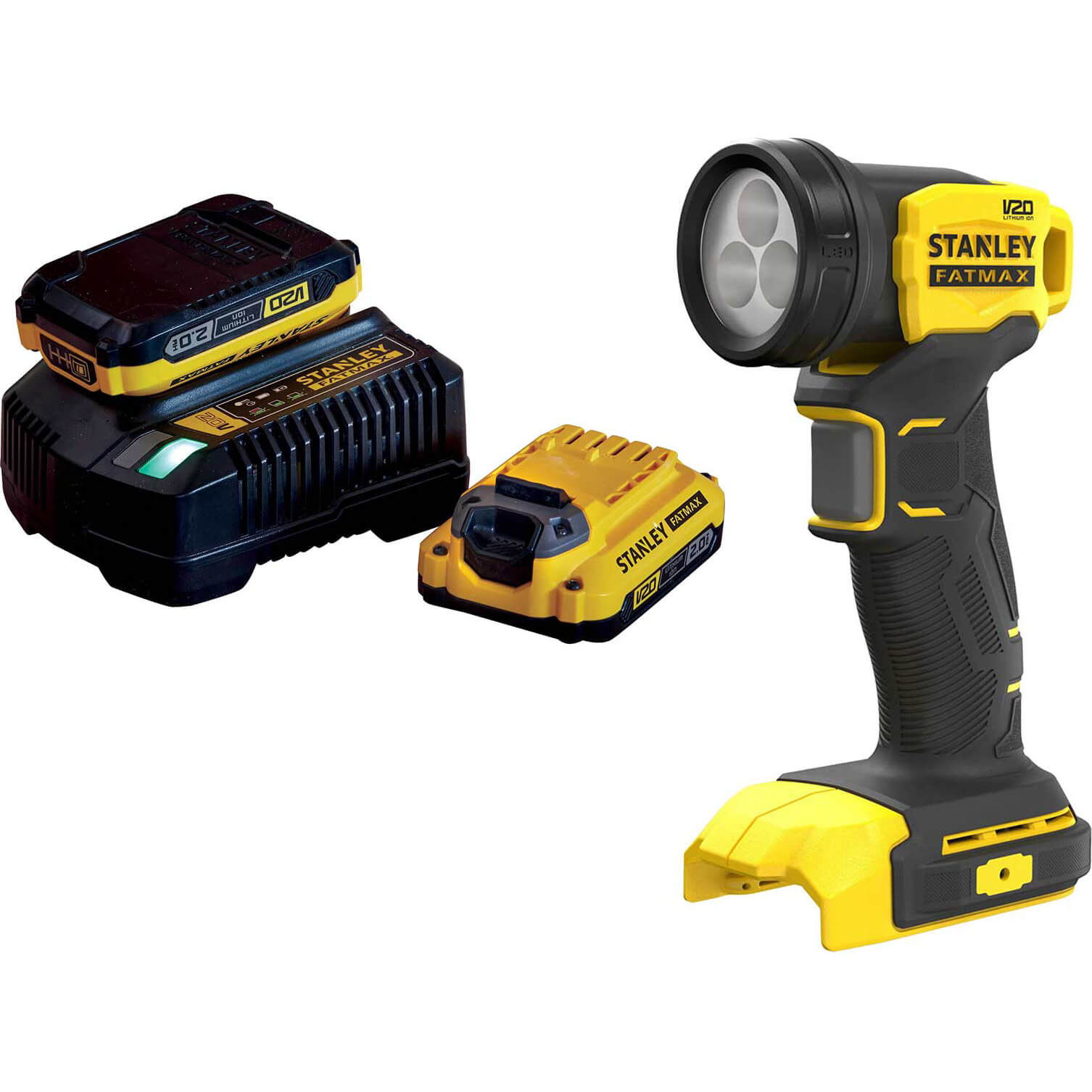 Stanley Fatmax V20 SFMCL020 18v Cordless Flashlight Torch 2 x 2ah Li-ion Charger No Case