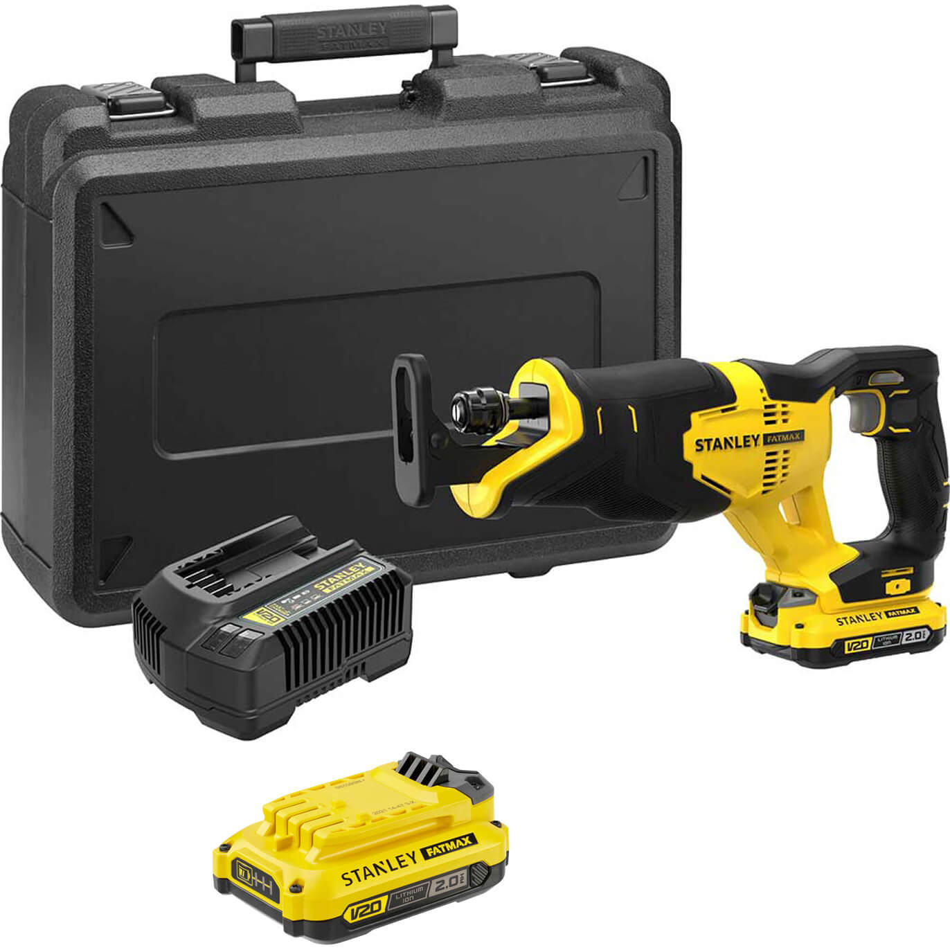 Stanley Fatmax V20 SFMCS300 18v Cordless Reciprocating Saw 2 x 2ah Li-ion Battery Charger Case