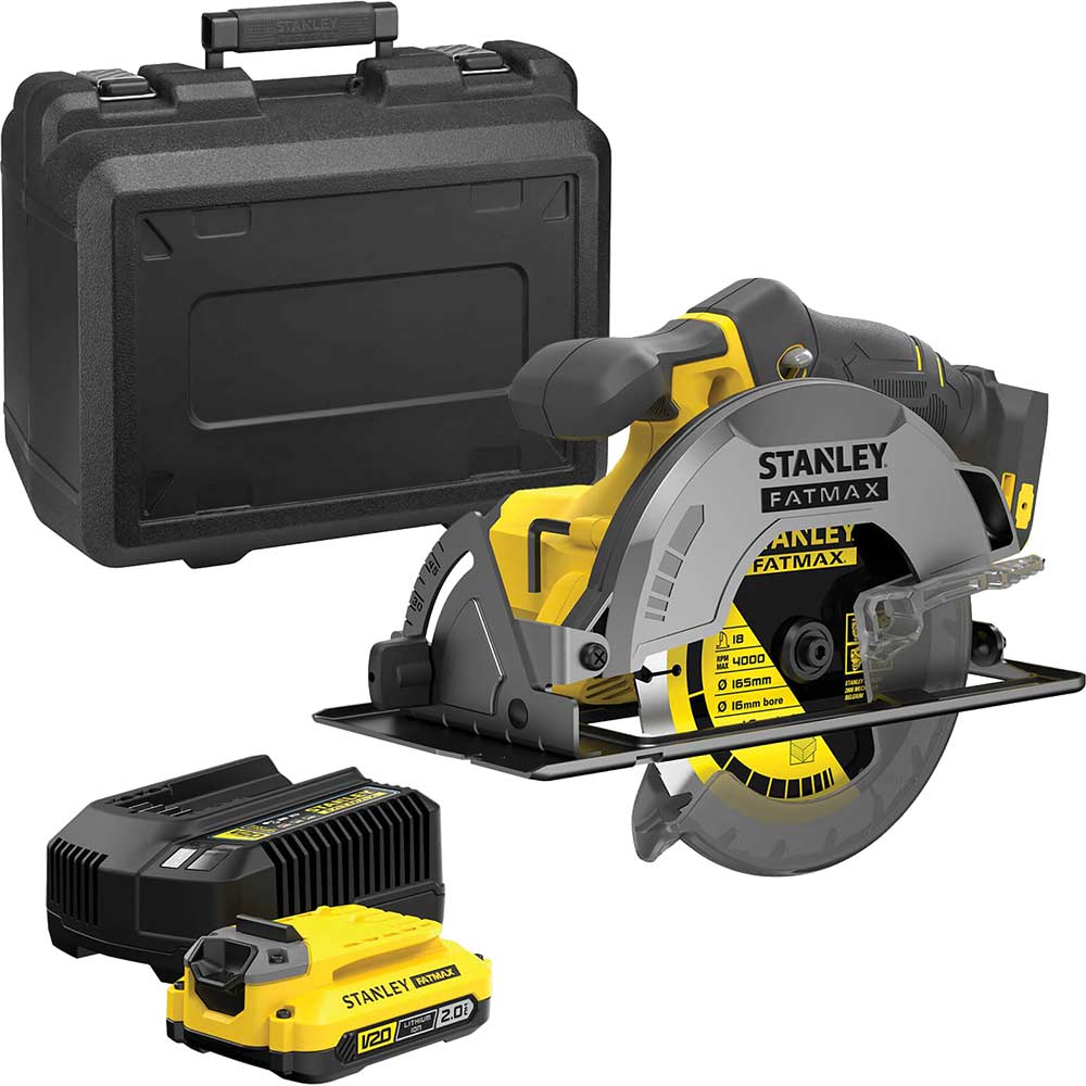 Stanley Fatmax V20 SFMCS500 18v Cordless Circular Saw 165mm 1 x 2ah Li-ion Battery Charger Case