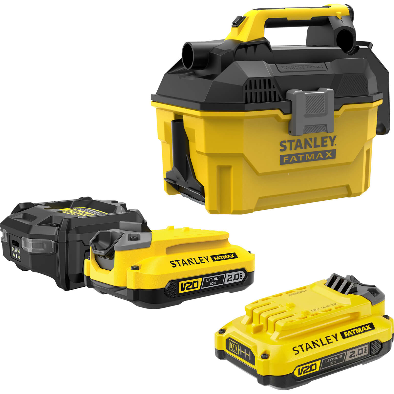 Stanley Fatmax V20 SFMCV002 18v Cordless Wet and Dry Vacuum Cleaner 7.5L 2 x 2ah Li-ion Charger