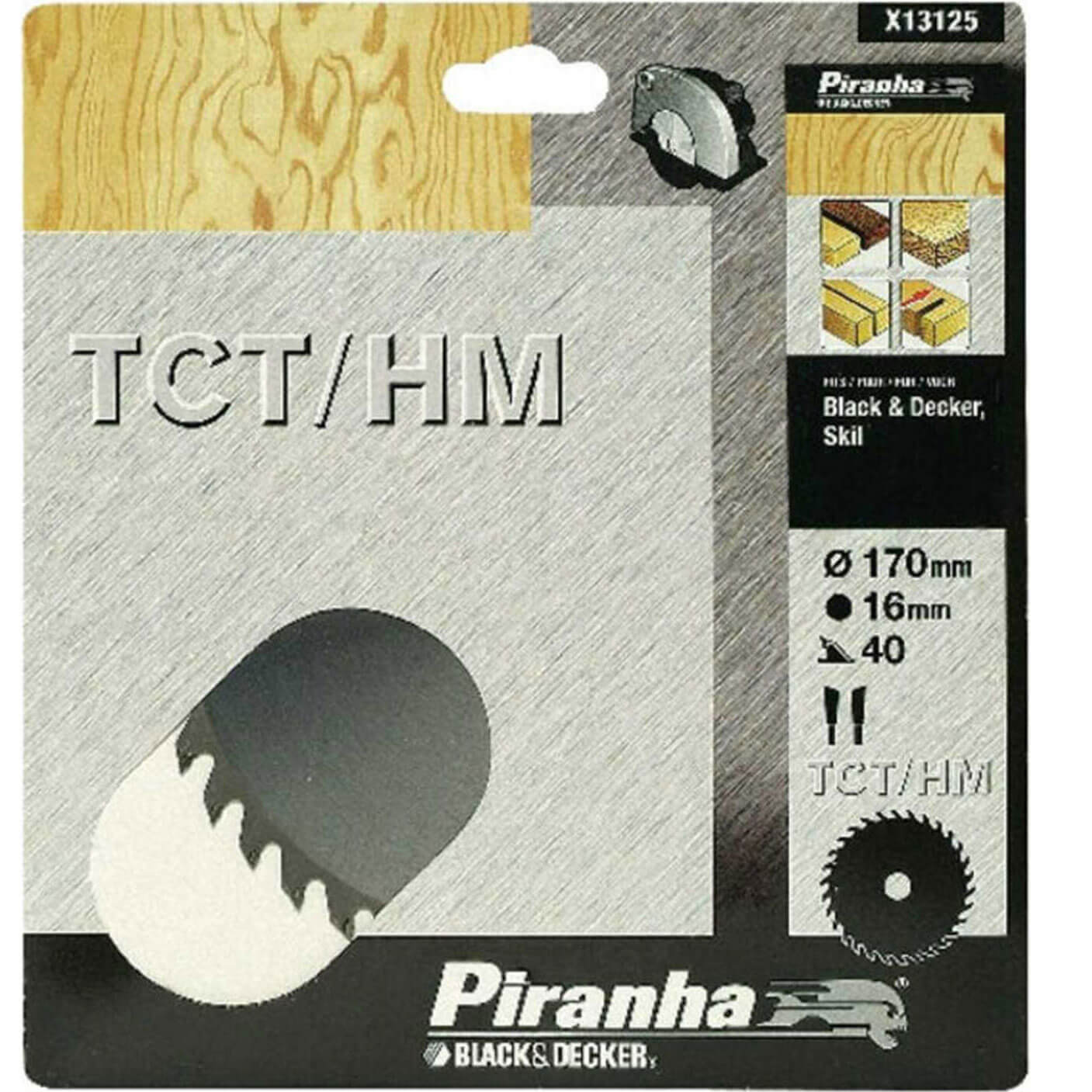 Image of Black and Decker Piranha TCT Fine Cross Cutting Circular Saw Blade 170mm 40T 16mm