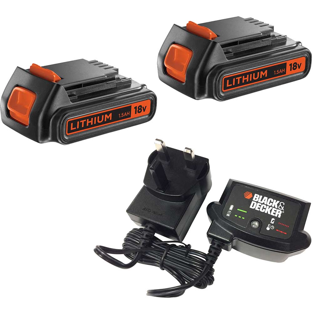 Black and Decker Genuine 18v Twin Li-ion Battery and Charger Pack 1.5ah 240v