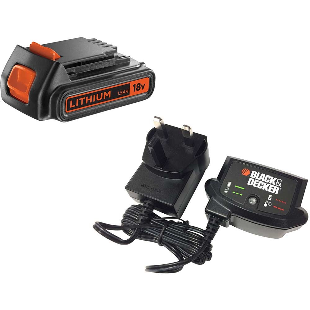 Black and Decker Genuine 18v Li-ion Battery and Charger Pack 1.5ah