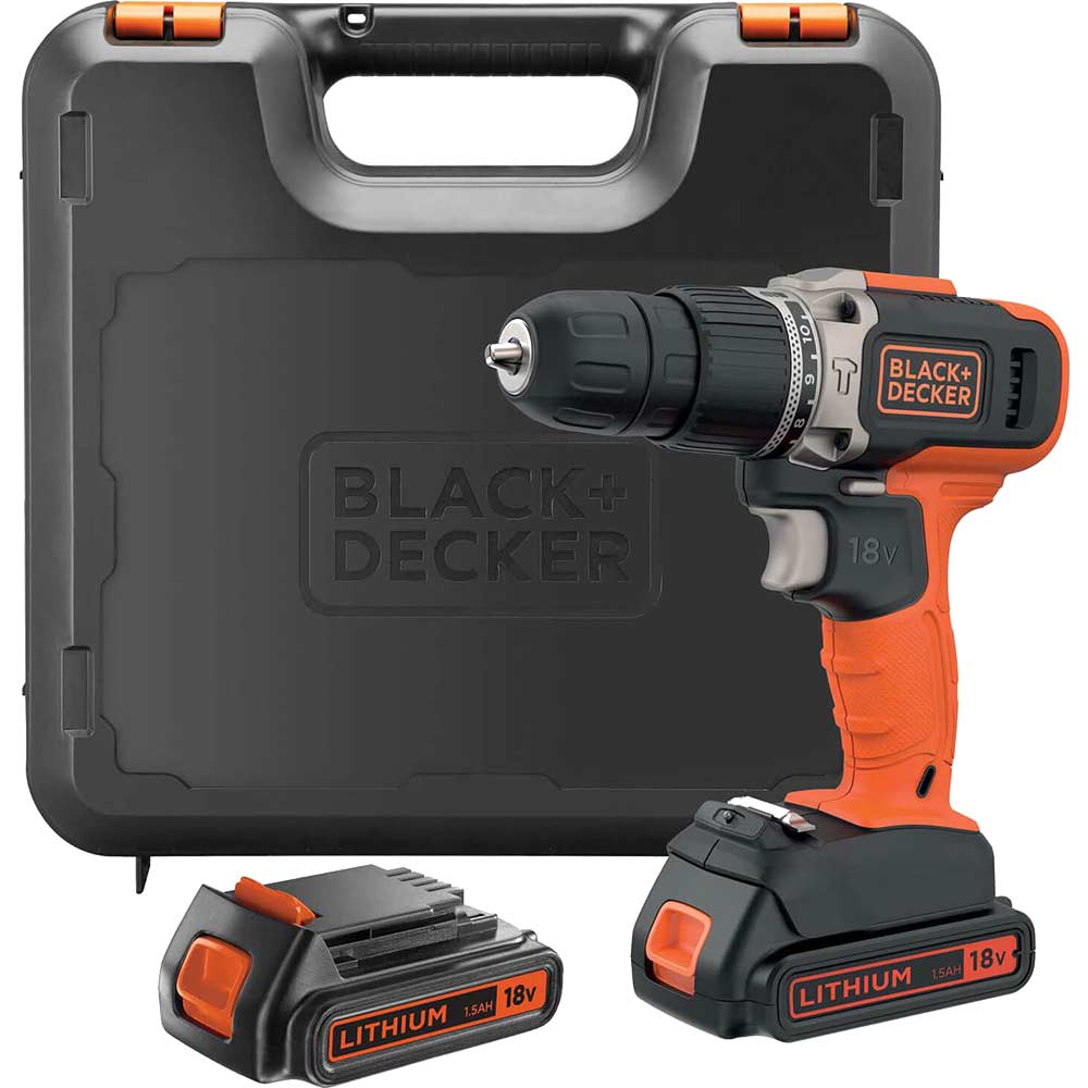 Black and Decker BCD003C 18v Cordless Combi Drill 2 x 1.5ah Li-ion Charger Case