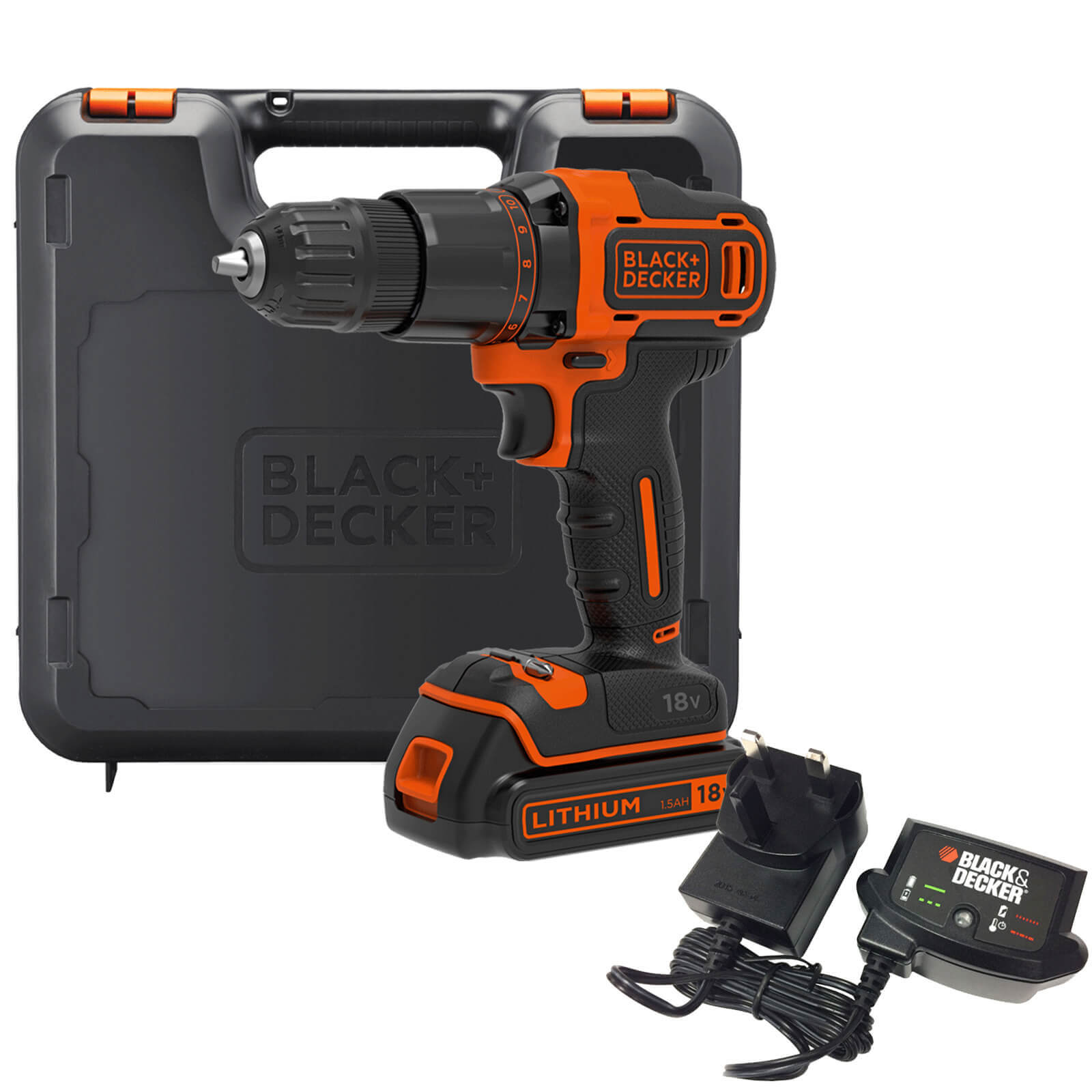 Image of Black and Decker BCD700S 18v Cordless Combi Drill 1 x 1.5ah Li-ion Charger Case