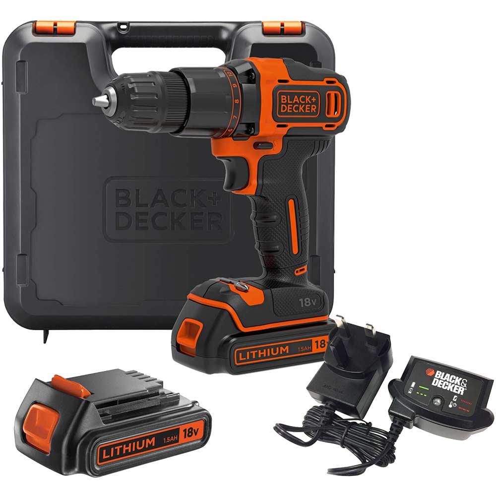 Black and Decker BCD700S 18v Cordless Combi Drill 2 x 1.5ah Li-ion Battery Charger Case