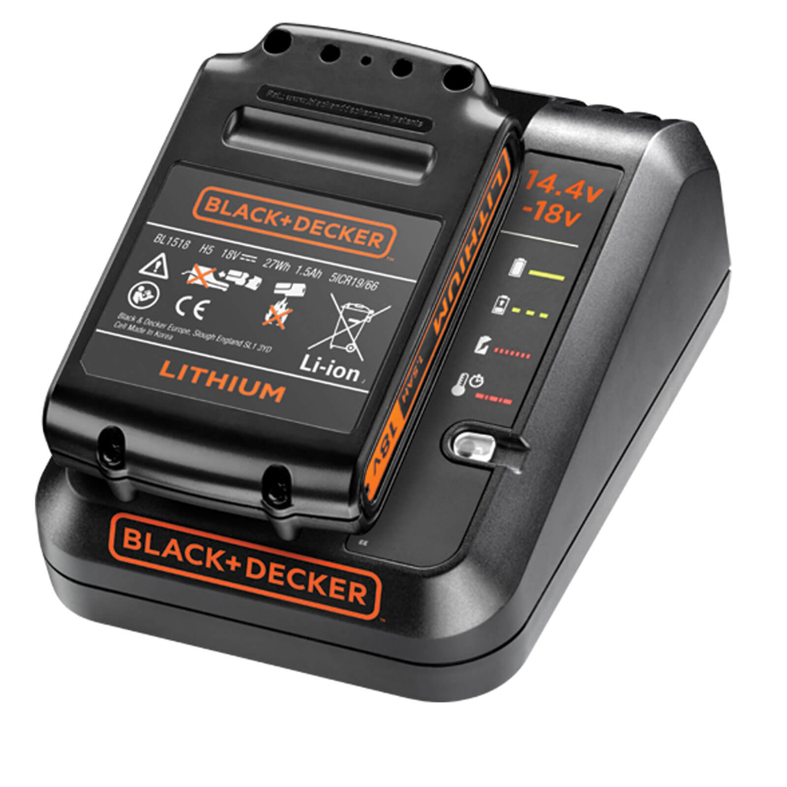 Image of Black and Decker Genuine BDC1A15 18v Cordless Li-ion Battery Charger and Battery 1.5ah 240v