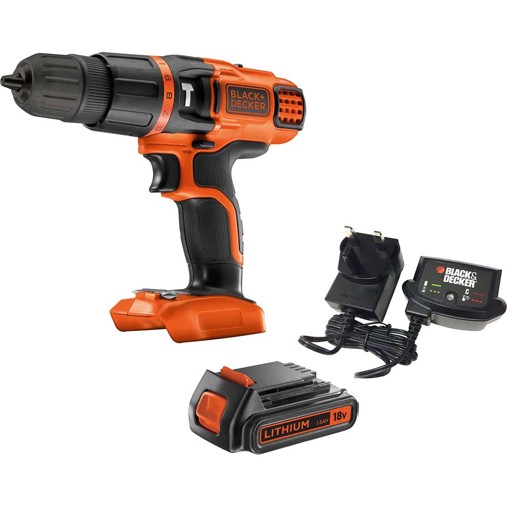 Black and Decker BDCH188 18v Cordless Combi Drill 1 x 1.5ah Li-ion Battery Charger No Case