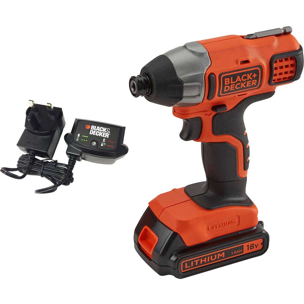 Image of Black and Decker BDCIM18 18v Cordless Impact Driver 1 x 1.5ah Li-ion Charger No Case