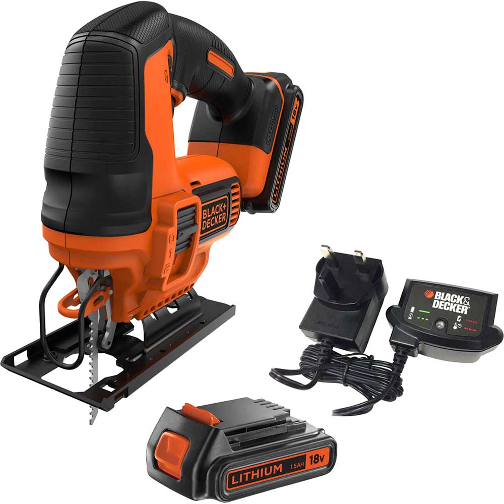 Image of Black and Decker BDCJS18 18v Cordless Jigsaw 2 x 1.5ah Li-ion Charger No Case