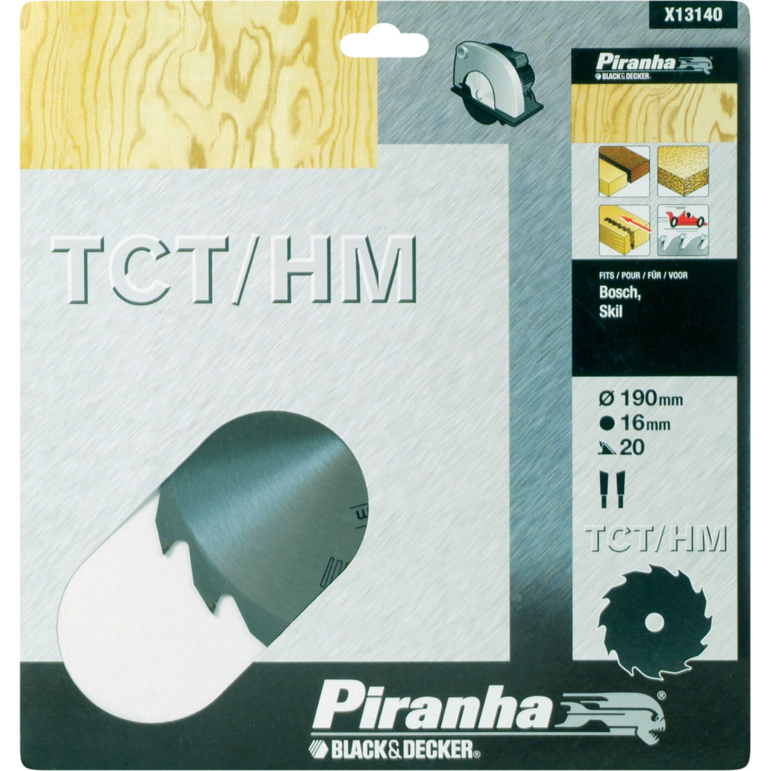 Image of Black and Decker Piranha TCT Fast Rip Circular Saw Blade 190mm 20T 16mm