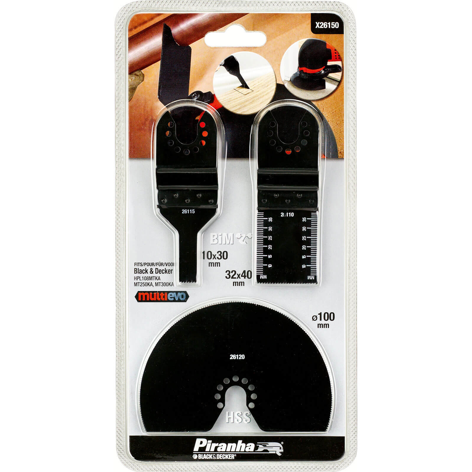 Image of Black and Decker X26150 Piranha 3 Piece Oscillating Multi Tool Cutting Set