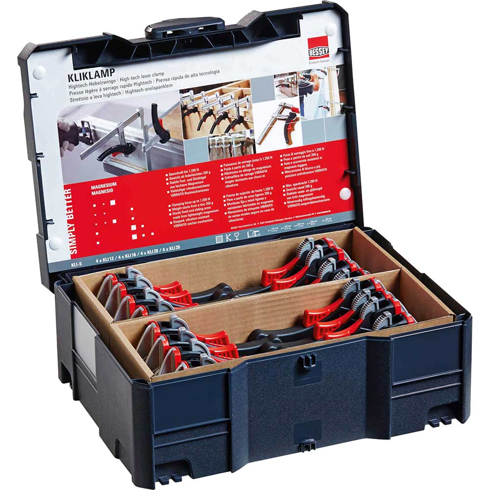 Bessey KLI S Kliklamp Lever Clamp Set in Systainer Carry Case F Clamps