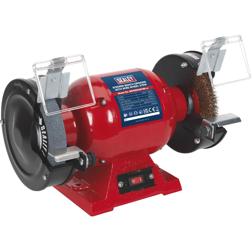Image of Sealey BG150XLW 150mm Wire Wheel and Bench Grinder
