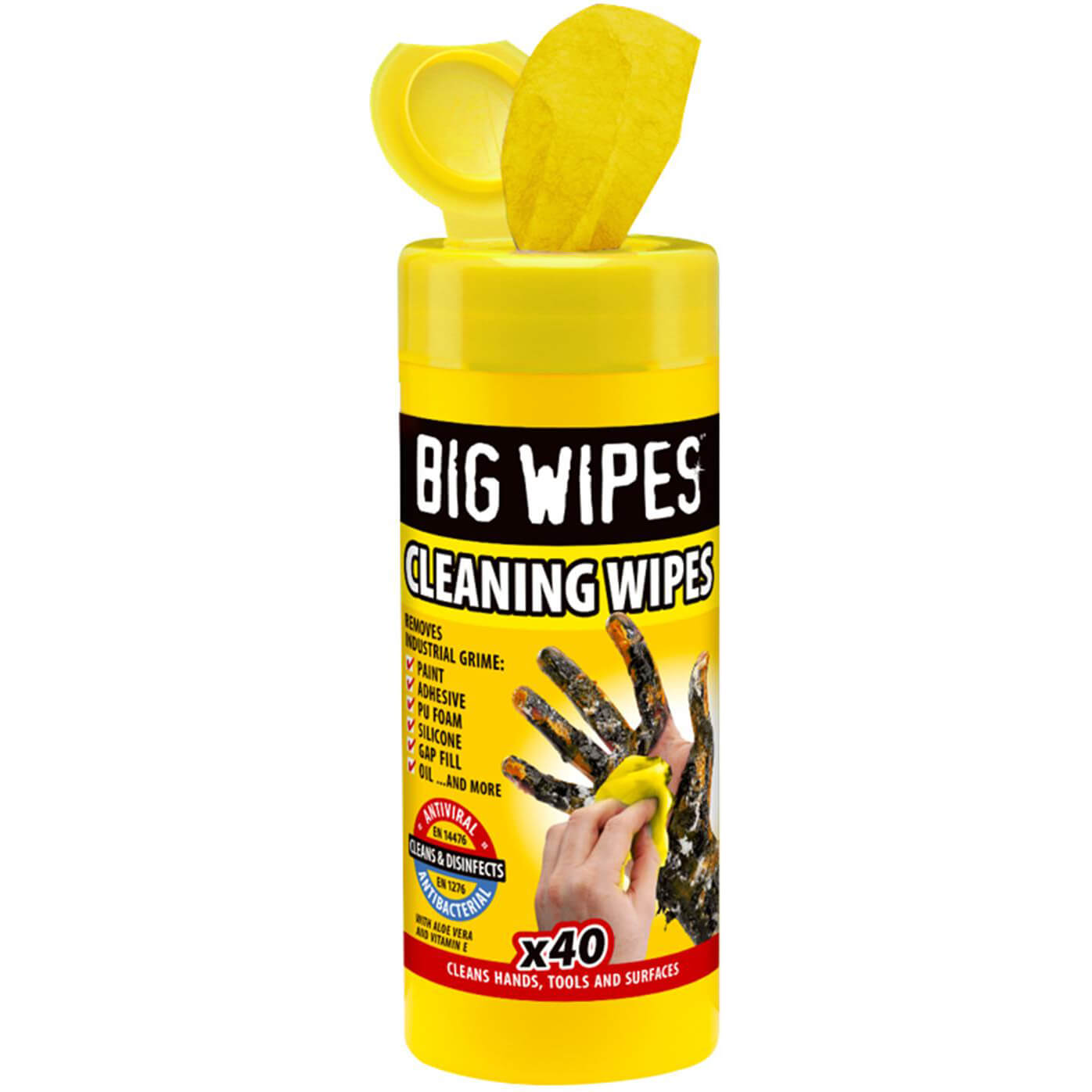 Image of Big Wipes Industrial Anti-Bacterial Cleaning Wipes Pack of 40
