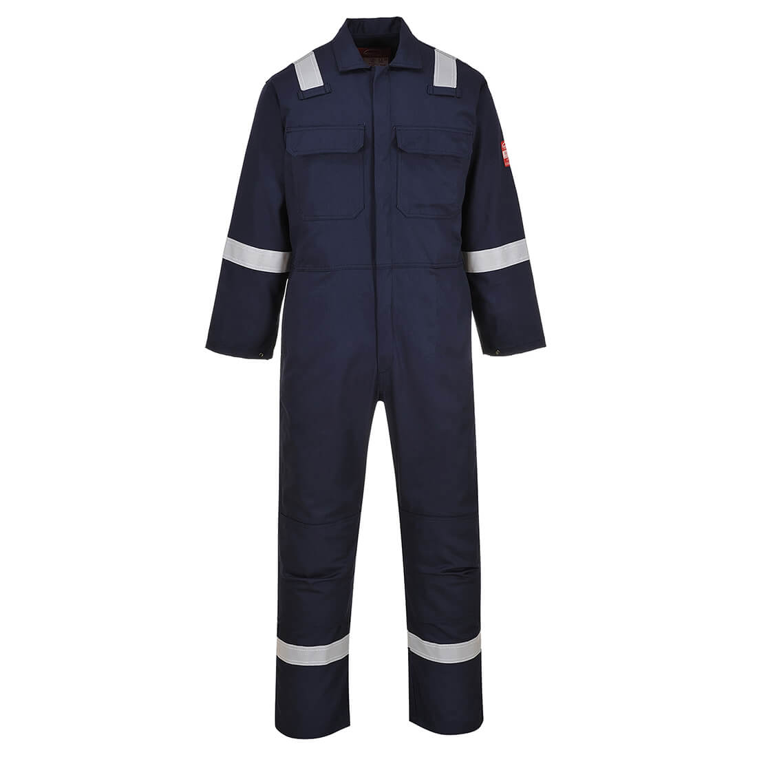 Image of Biz Weld Mens Iona Flame Resistant Coverall Navy Blue 5XL 32"