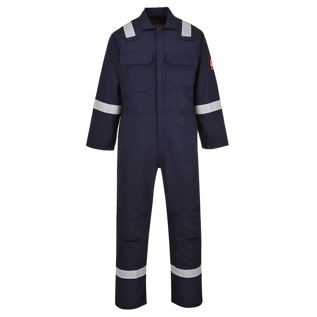 Image of Biz Weld Mens Iona Flame Resistant Coverall Navy Blue L 34"