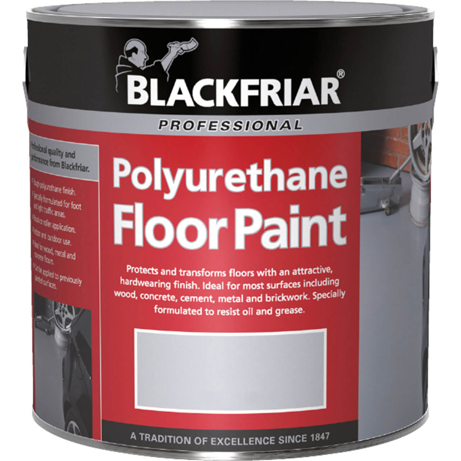 Image of Blackfriar Professional Polyurethane Floor Paint Tile Red 1l