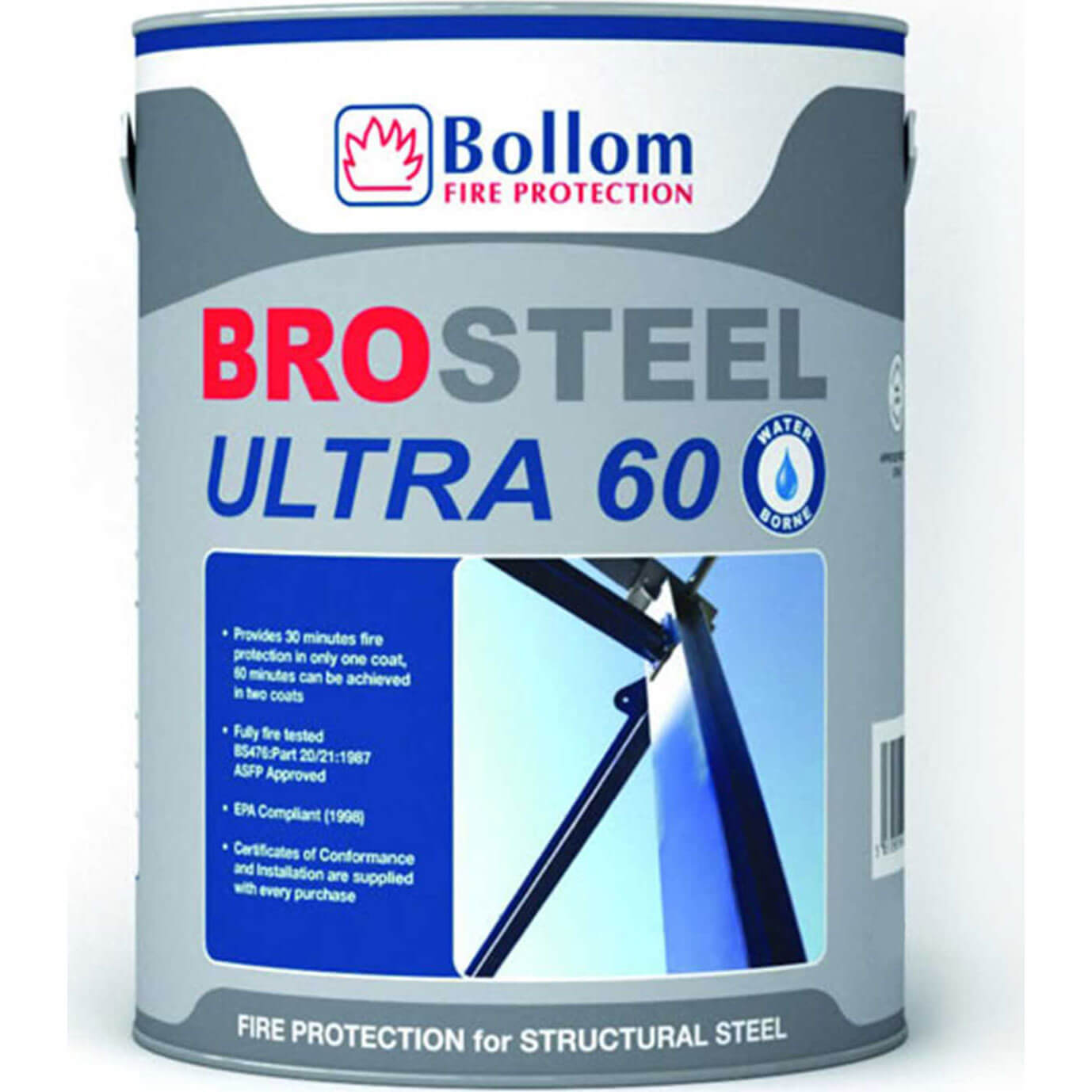 Bollom Brosteel Ultra 60 Intumescent Fire Metal Paint White White 2.5l