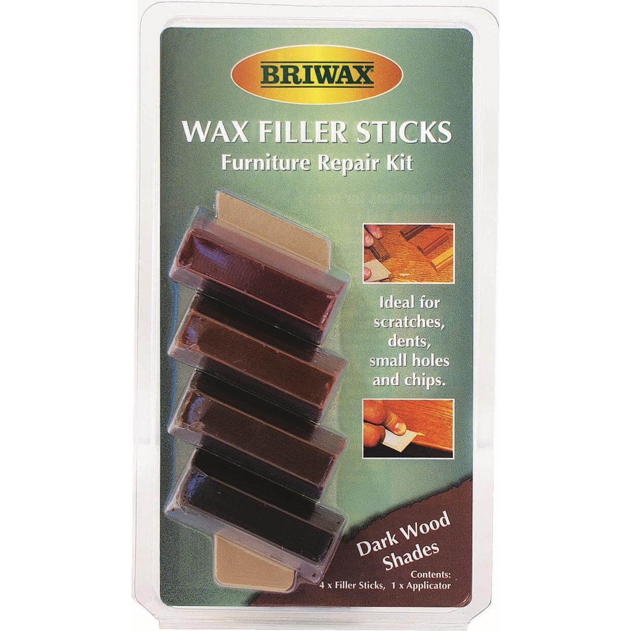 Image of Briwax Wax Filler Sticks Furniture Repair Kit Dark