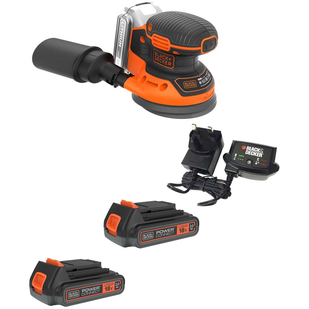 Black and Decker BDCROS18 18v Cordless Disc Sander 125mm 2 x 2ah Li-ion Battery Charger No Case