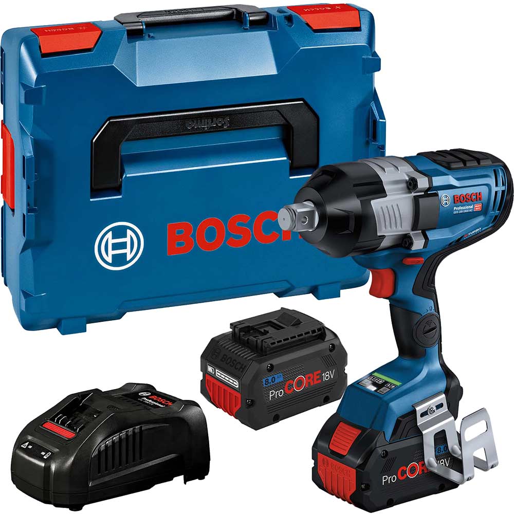 Bosch GDS 18v-1600 HC BITURBO 18v Cordless 3/4" Impact Wrench 2 x 8ah Li-ion ProCore Battery Charger Case