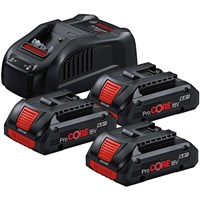 Bosch PRO 18v ProCore Cordless 3 Battery 4ah and Charger Set Bosch PRO 18v ProCore Cordless 3 Battery 4ah and Charger Set
