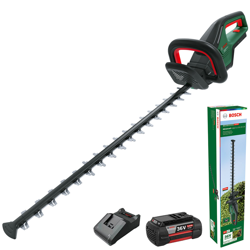 Bosch ADVANCEDHEDGECUT 36V-65 36v Cordless Brushless Hedge Trimmer 650mm 1 x 6ah Li-ion Battery Charger