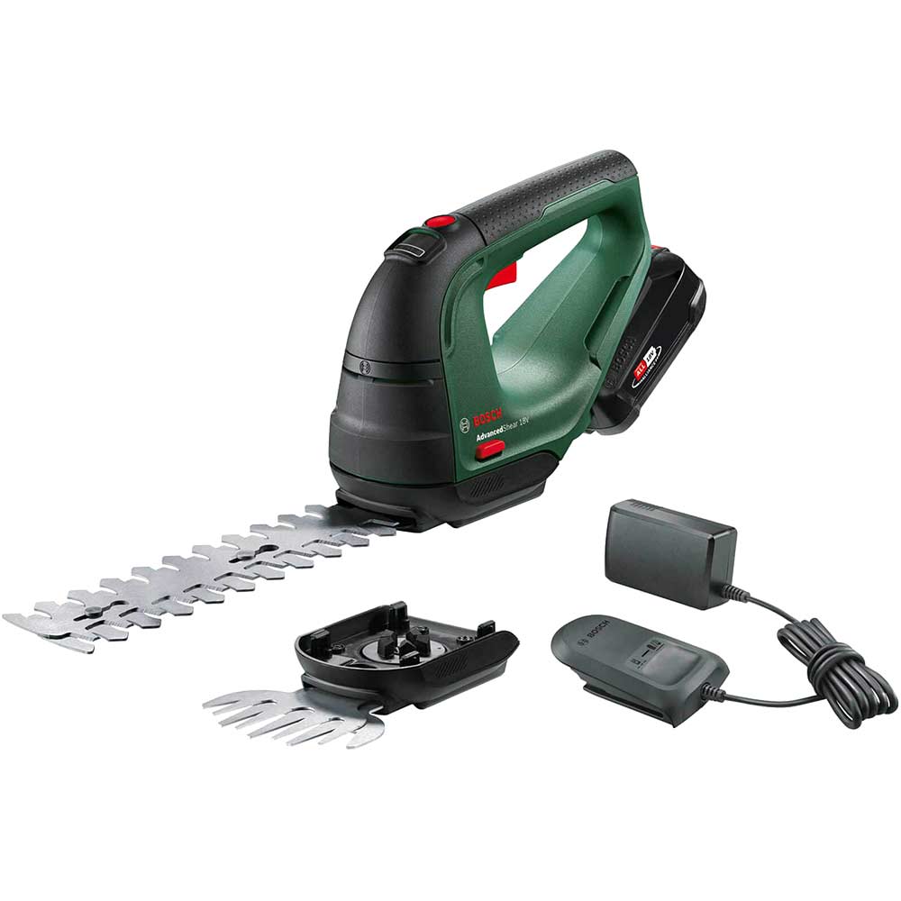 Bosch ADVANCEDSHEAR P4A 18v Cordless Grass and Shrub Shears 1 x 2ah Li-ion Battery Charger