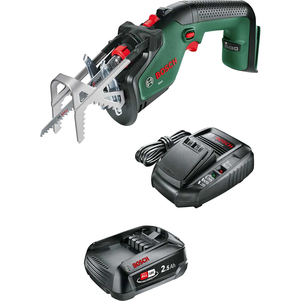 Bosch KEO 18 LI P4A 18v Cordless Reciprocating Pruning Saw 1 x 2.5ah Li-ion Battery Charger