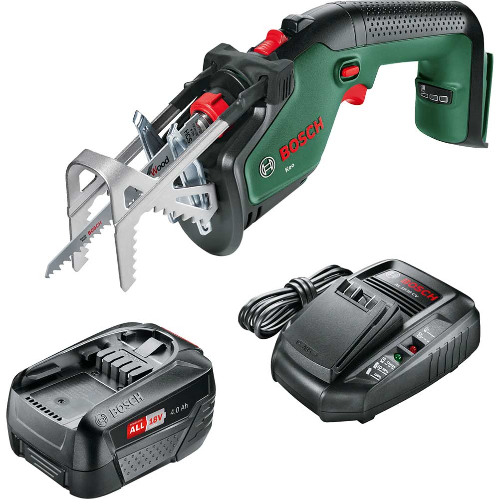 Bosch KEO 18 LI P4A 18v Cordless Reciprocating Pruning Saw 1 x 4ah Li-ion Battery Charger